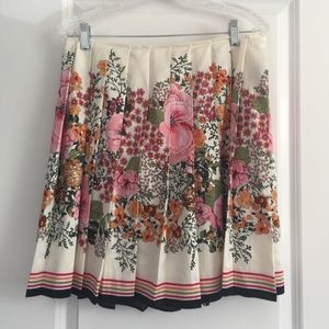 Floral pleated vintage silk skirt